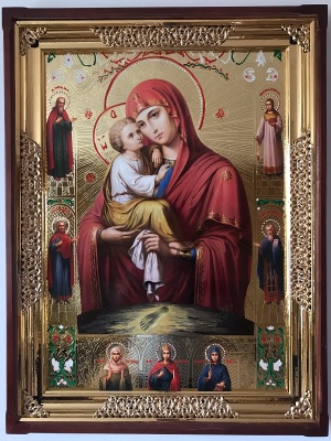 Почаевская икона Божией Матери с предстоящими
